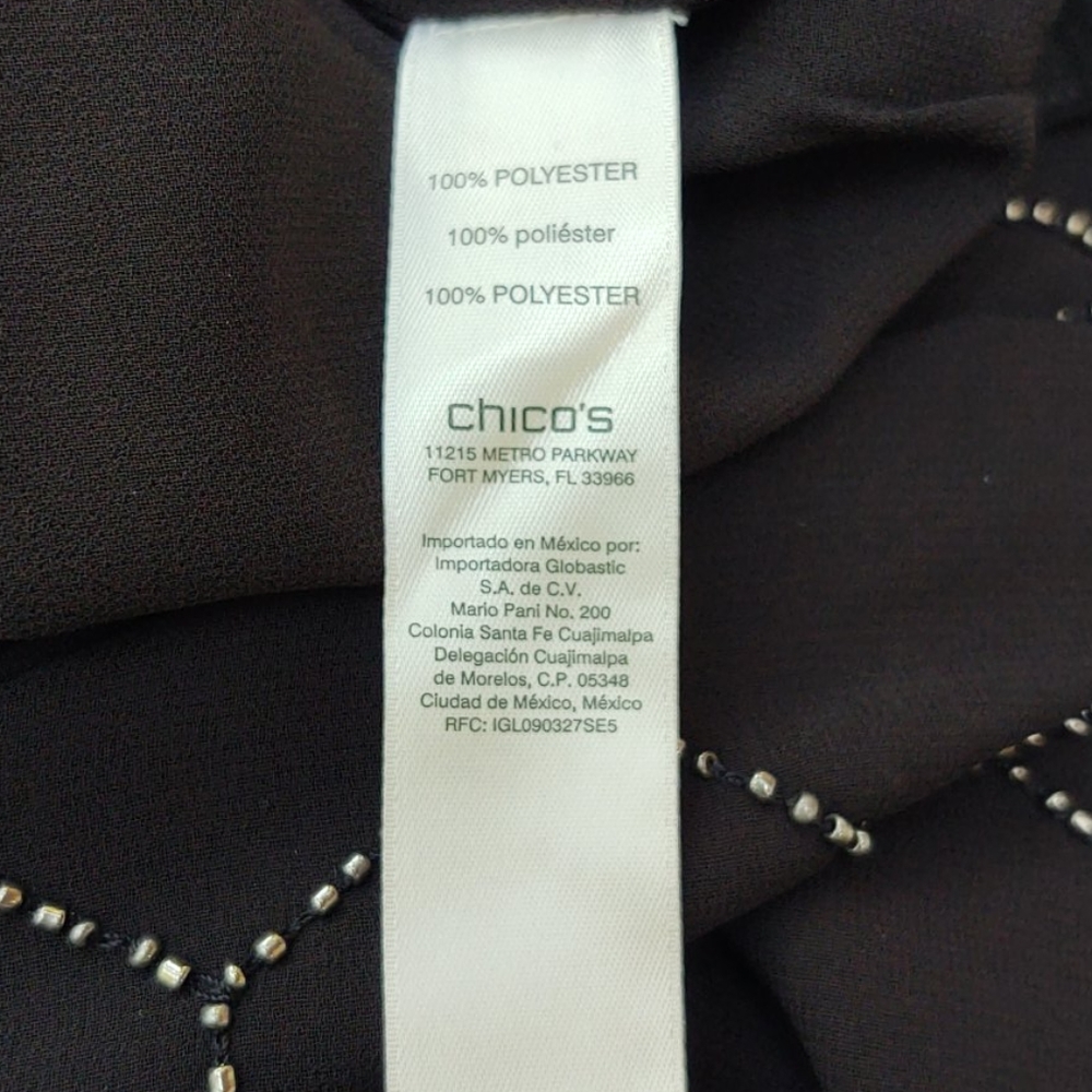 Chico's Honeycomb Beaded Jacket Chiffon Zip Front Size Medium - Picture 7 of 9